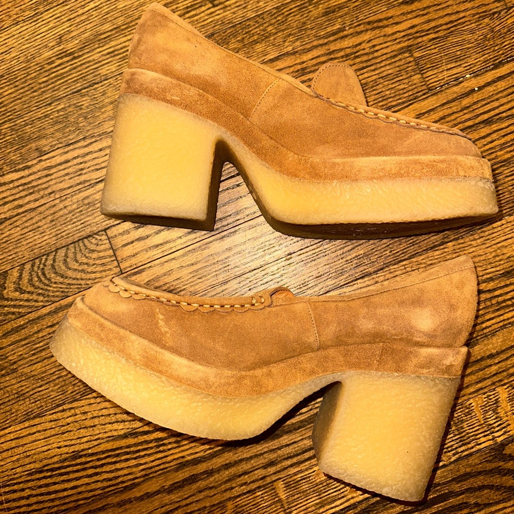 Marc Fisher LTD Lina Suede Heeled Platform Loafers